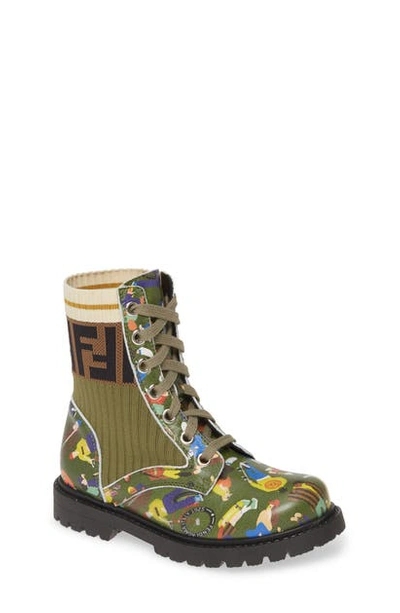 Fendi Kids' Lace-up Boot In Print