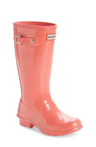 Hunter Kids' Starcloud Glitter Rain Boot In Rhythmic Pink