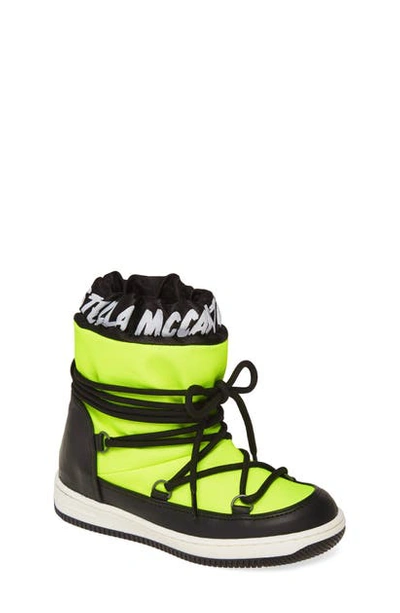 Stella Mccartney Kids' Logo Print Nylon Ski Boots In Yellow