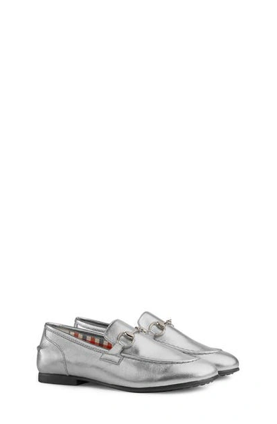 Gucci Kids' Jordaan Bit Loafer In Silver