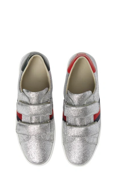 Gucci Children's Ace Glitter Sneaker In Silver