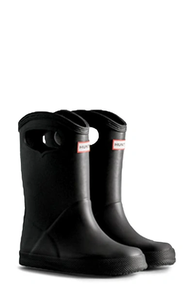 Hunter Kids' First Classic Waterproof Rain Boot In Black/ Logo Red/ Black