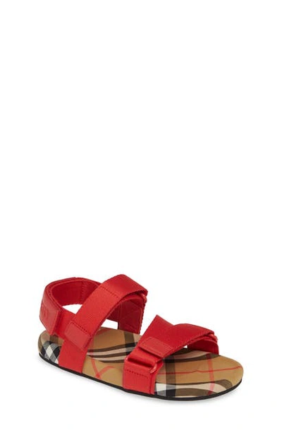 Burberry Kids' Check Cotton Sandal In Red