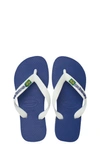 Havaianas Kids Brazil Logo Flip Flops Women's Shoes In Marine Blue