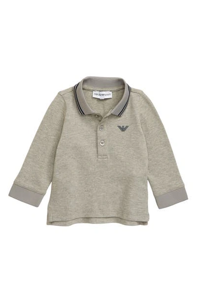 Armani Junior Babies' Long Sleeve Polo Shirt In Grey