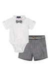 ANDY & EVAN BODYSUIT, SHORTS & BOW TIE SET,F19NST26566A