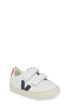 Veja Kids Small Esplar Velcro Chromefree Leather Extra White Nautico Pekin In Extra-white Nautico Pekin