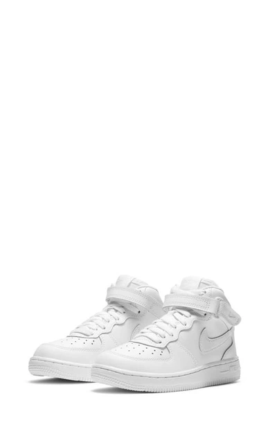 Nike Kids' Force 1 Mid (ps) Sneakers In White/white