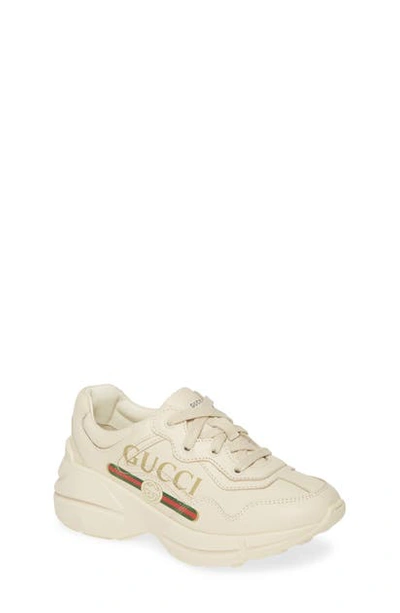 Gucci Kids' Rhyton Logo-print Sneakers In Ivory