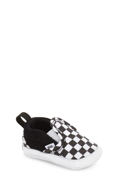 Vans Slip-on Crib Sneakers In Checker Black True White