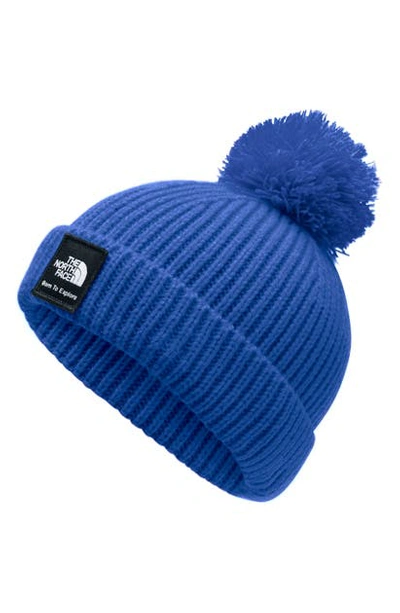 The North Face Babies' Box Logo Pom Beanie In Tnf Blue