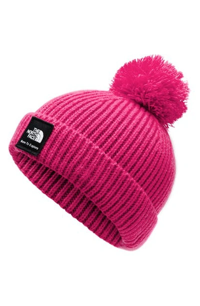 The North Face Babies' Box Logo Pom Beanie In Mr. Pink