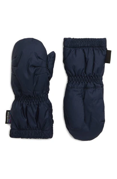 Patagonia Babies' Water Repellent Puff Mittens In New Navy