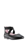 Nina Little Girls Marissa Crisscross Ankle Strap Ballet Flat In Black Faux Leather