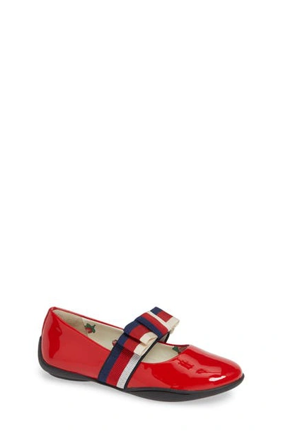Gucci Kids' Matilda Ballet Flat With Bow In Red