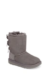 Ugg Kids' Bailey Bow Ii Water Resistant Genuine Shearling Boot In Grey Suede