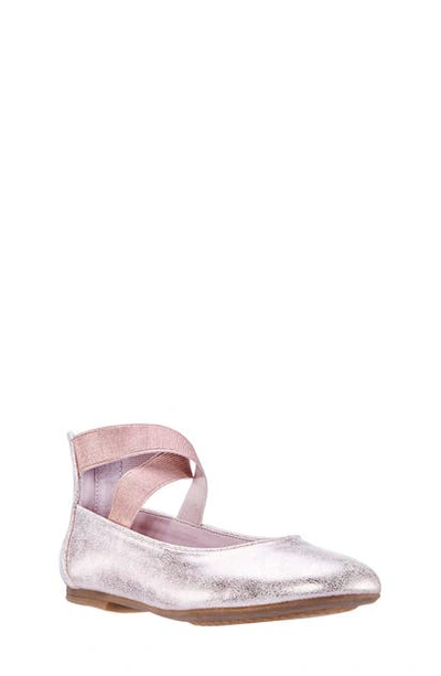 Nina Girls' Marissa Crisscross Strap Ballet Flats - Little Kid, Big Kid In Rose Gold Distressed