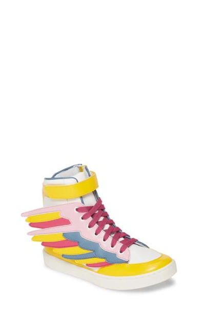 Stella Mccartney Kids' Wings Faux Leather High Top Sneakers In Pink,multi