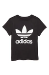 Adidas Originals Kids' Trefoil Branded T-shirt Black In Black/white