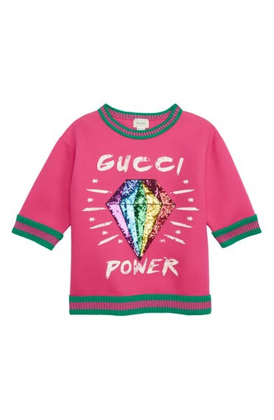 Gucci Kids' Sequined Cotton Sweatshirt In Fuchsia