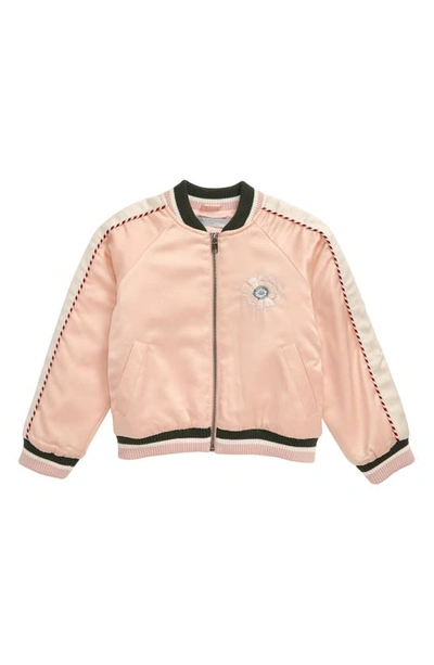 Stella Mccartney Kids' Embroidered Satin Bomber Jacket In Pink