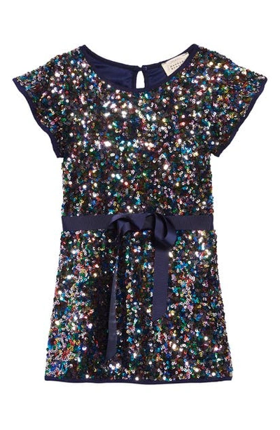 Hannah Banana Kids' Flutter Sleeve Sequin Shift Dress In Blue