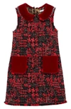 DOLCE & GABBANA VELVET & TWEED DRESS,L51DS7FMMFJ