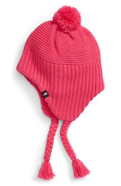 The North Face Kids' Purrl Stitch Ear Flap Beanie In Mr. Pink