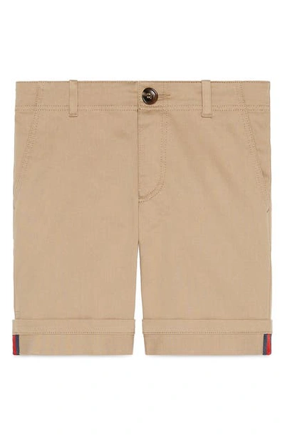 Gucci Kids' Stretch Cotton Shorts In Beige