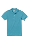 Lacoste Kids' Pique Cotton Polo In Tidal Wave Blue