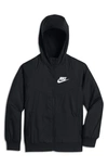 Nike Kids' Windrunner Water Resistant Hooded Jacket In Black