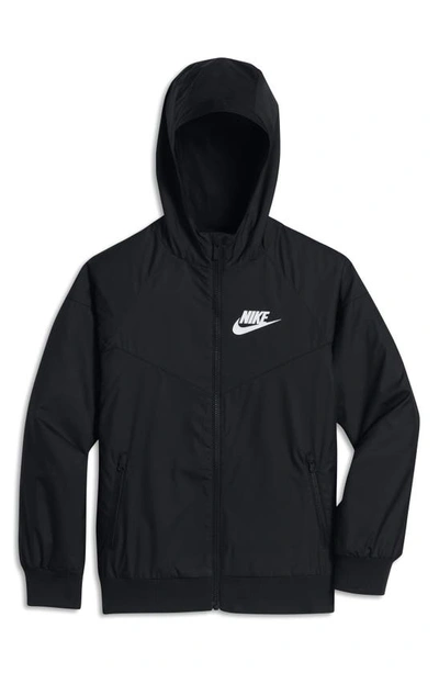 Nike Kids' Windrunner Water Resistant Hooded Jacket In Black