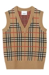 BURBERRY MICKENZE CHECK WOOL SWEATER VEST,8017872