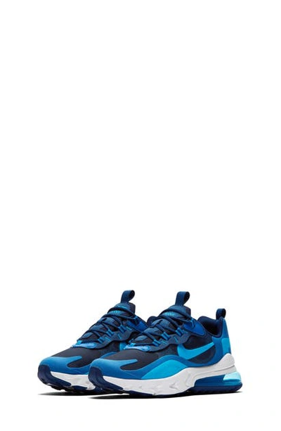 Nike Kids' Air Max 270 React Sneaker In Blue Void/ Blue / Coast/ Topaz