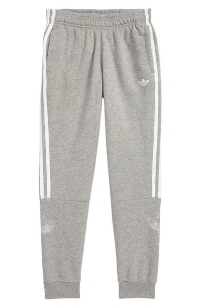 Adidas Originals Kids' Adidas Big Boys Outline Sweat Pants In Medium Grey Heather/ White