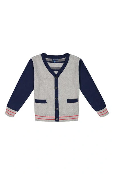 Andy & Evan Kids' Varsity Cardigan In Light Grey