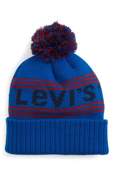 Levi's Kids' Stacks Pompom Beanie In Prince Blue