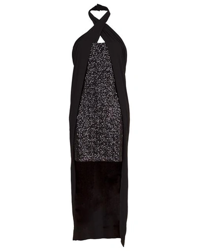 Balmain Long Draped Sequin Dress In Noir
