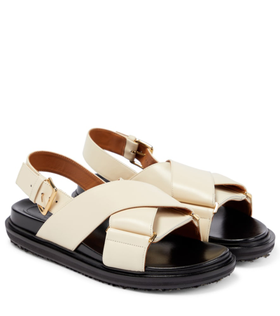 Marni Fussbett Leather Sandals In White