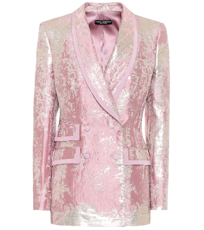 Dolce & Gabbana Jacquard Double-button Jacket In Pink