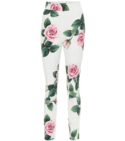 Dolce & Gabbana Floral Leggings In White