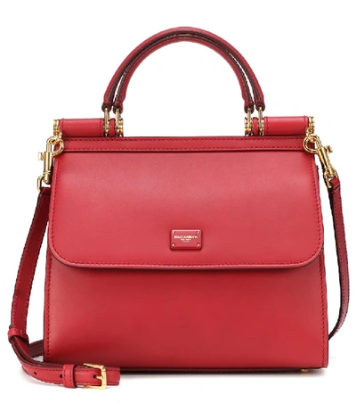Dolce & Gabbana Sicily Small 58 Leather Shoulder Bag In Red