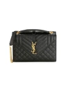 Saint Laurent Medium Envelope Monogram Matelassé Leather Shoulder Bag In Black