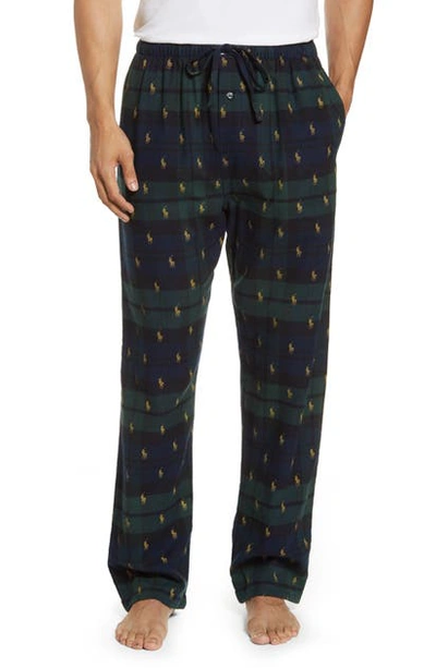 Polo Ralph Lauren Logo Flannel Pajama Pants In Blackwatch