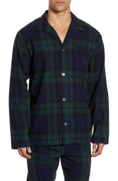 Polo Ralph Lauren Black Watch Plaid Flannel Pajama Top In Charcoal Crsc