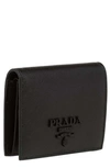 PRADA MONOCHROMATIC LOGO SAFFIANO LEATHER WALLET,1MV204 2EBW 01