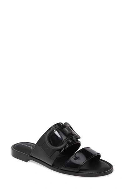 Ferragamo Double Gancini Sandals In Black