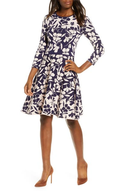 Eliza J Fit & Flare Sweater Dress In Navy | ModeSens