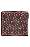 Alexander Mcqueen Skull Silk Scarf In Black/ Fuchsia