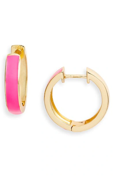 Argento Vivo Enamel Plated Hoop Earrings In Pink/ Gold